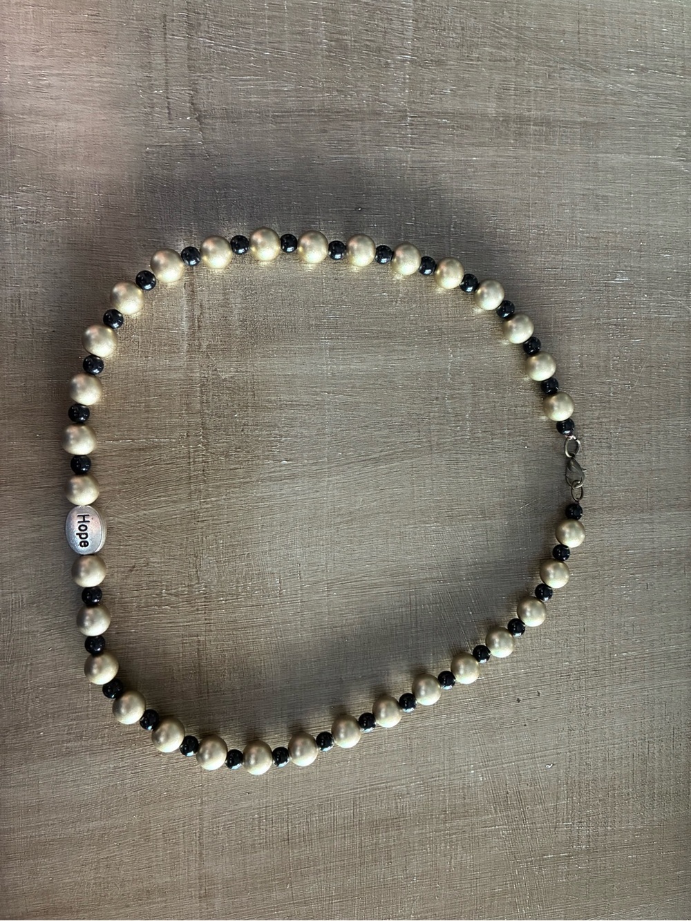Hope Pearl Beaded Necklace in Cream and Black
